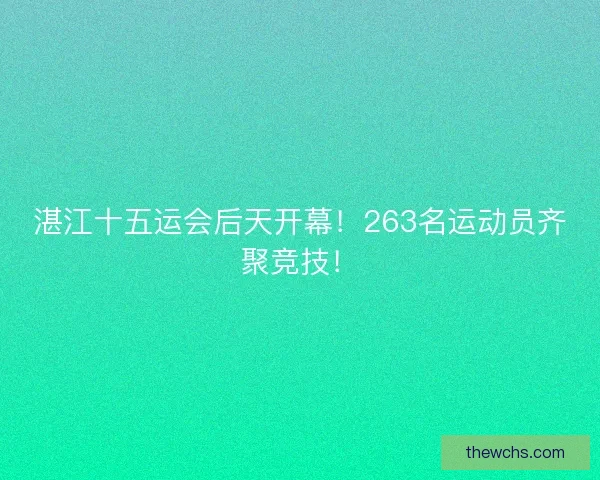 湛江十五运会后天开幕！263名运动员齐聚竞技！