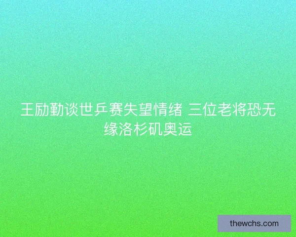 王励勤谈世乒赛失望情绪 三位老将恐无缘洛杉矶奥运